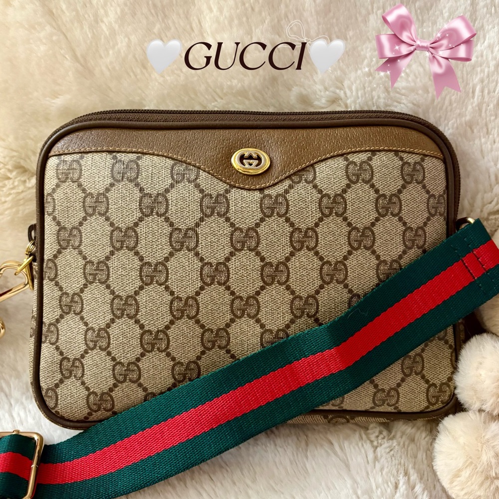 GUCCI monogram interlocking Auth VTG Clutch Crossbody Shoulder Bag💫